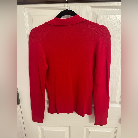 Max Studio Red Collar Sweater Top - Picture 4 of 7